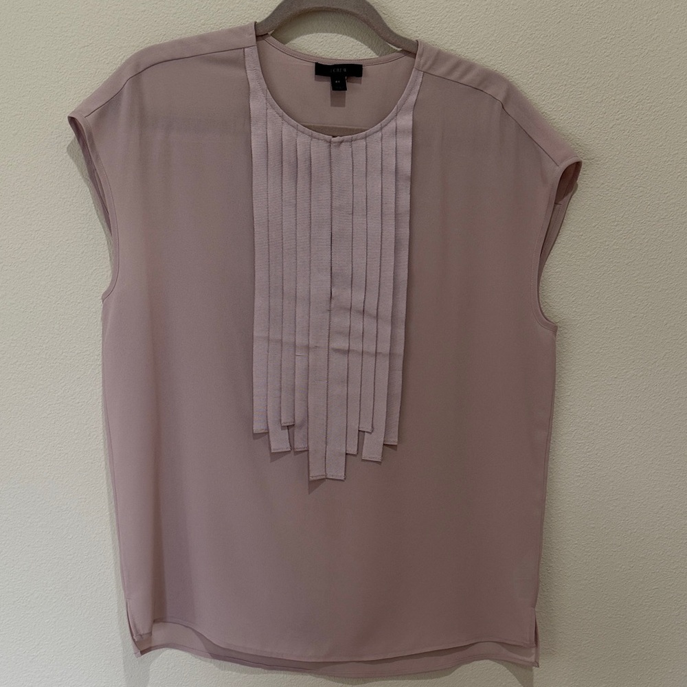 J. Crew Mauve Pleated Front Cap Sleeve Blouse